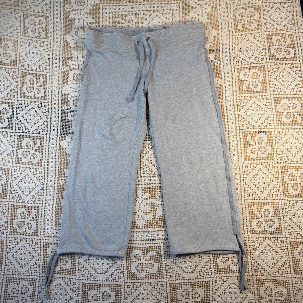 Gap y2k Gray Cropped Capri Sweatpant Drawstring Straight Leg Size S Heather Gray